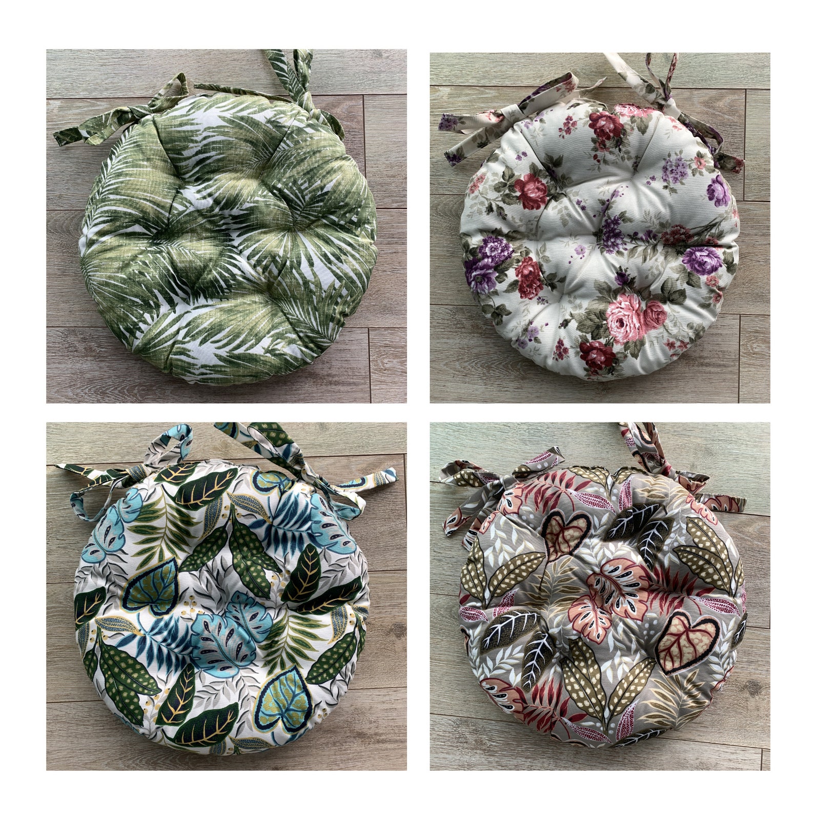 Quilted Chair Cushions / Seat Cushions With Flowers Print / Etsy