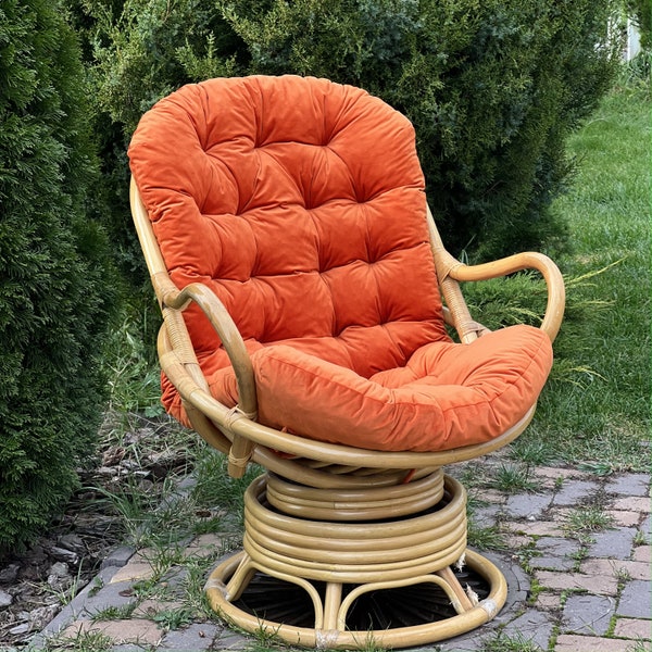 Samt-Rattan-Stuhl/Kissen für Schaukelstuhl-Auflage mit Krawattensitz/Velours-Stuhlkissen mit Krawatten für Stuhlsessel/Innenbereich oder für die Terrasse