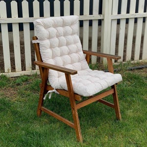 Linen long chair cushion / flax rattan chair cushions / off white linen lounger cushion/ rocking chair cushion/ wicker chair cushion