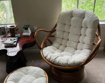 Cojín de silla de ratán Velour hecho a mano para mecedora con asiento de corbatas/ Cojín Velour para sillas sillones/ Interior o para terraza