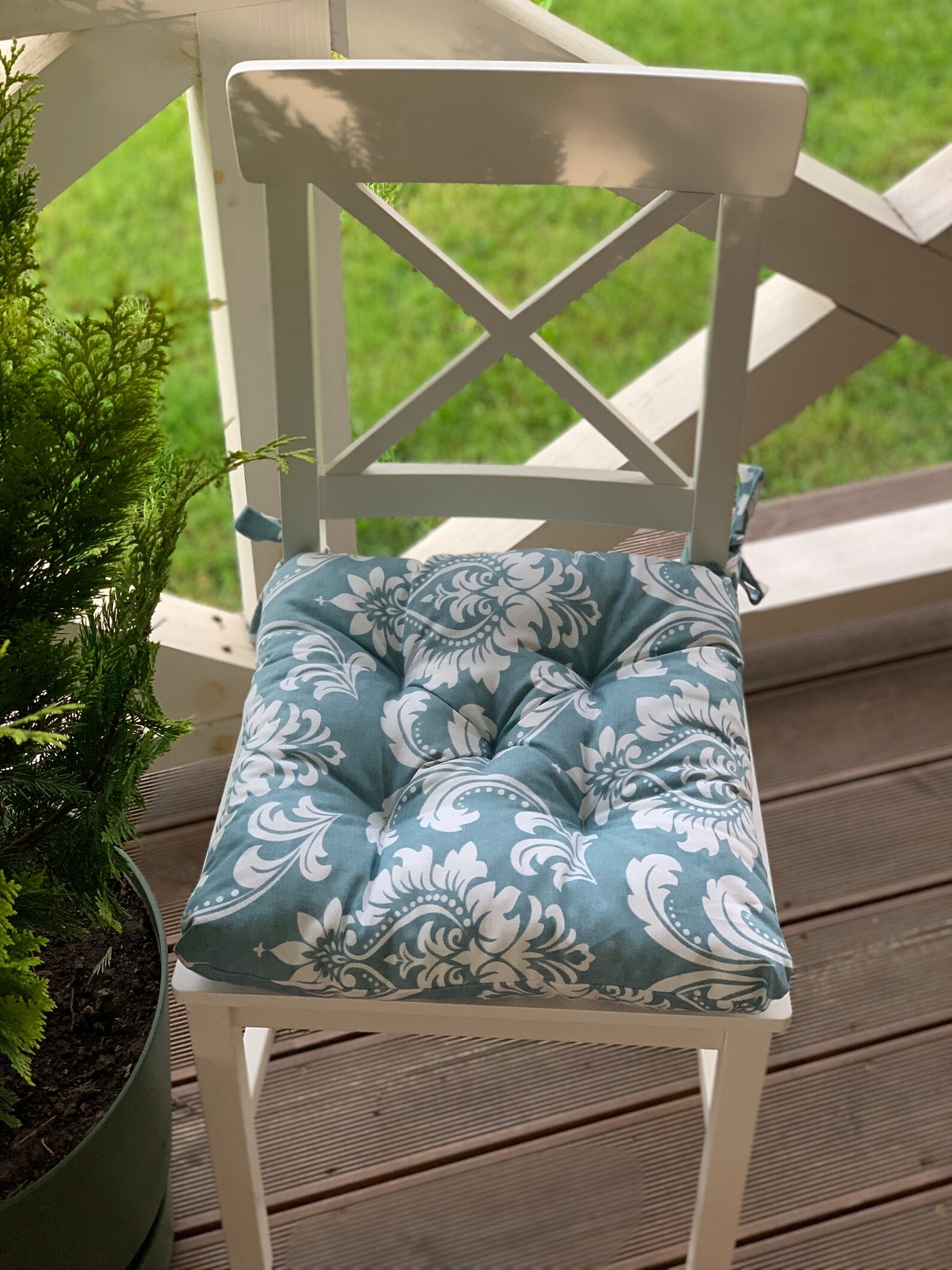 Quilted Chair Cushions / Seat Cushions With Flowers / Chair Etsy