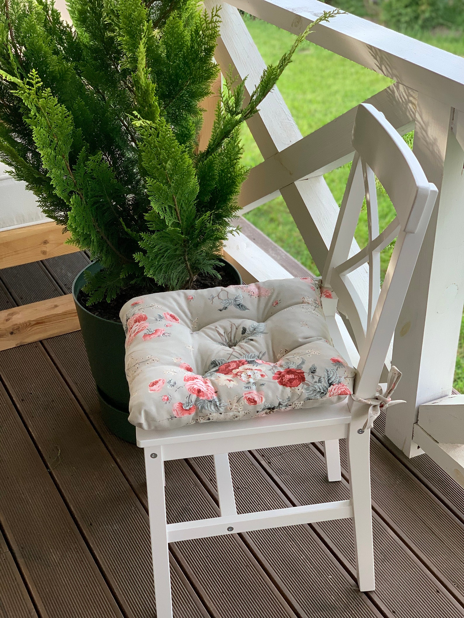 Quilted Chair Cushions / Seat Cushion With Flowers / Chair Etsy