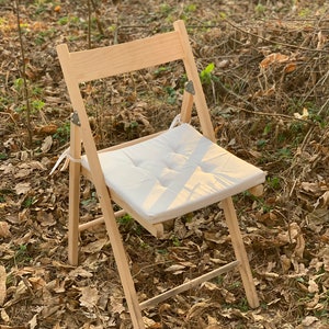 Coussin de chaise en lin carré / Coussins de chaise en mousse de lin / Coussin de siège blanc avec attaches / Coussins carrés / Coussins daccueil / Coussinets de chaise en lin image 3