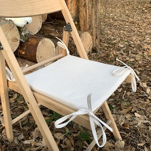 Square Linen Chair Cushion / Stool Cushions / Linen Chair Cushions with Foam / White Tie Seat Cushion / Square Cushions
