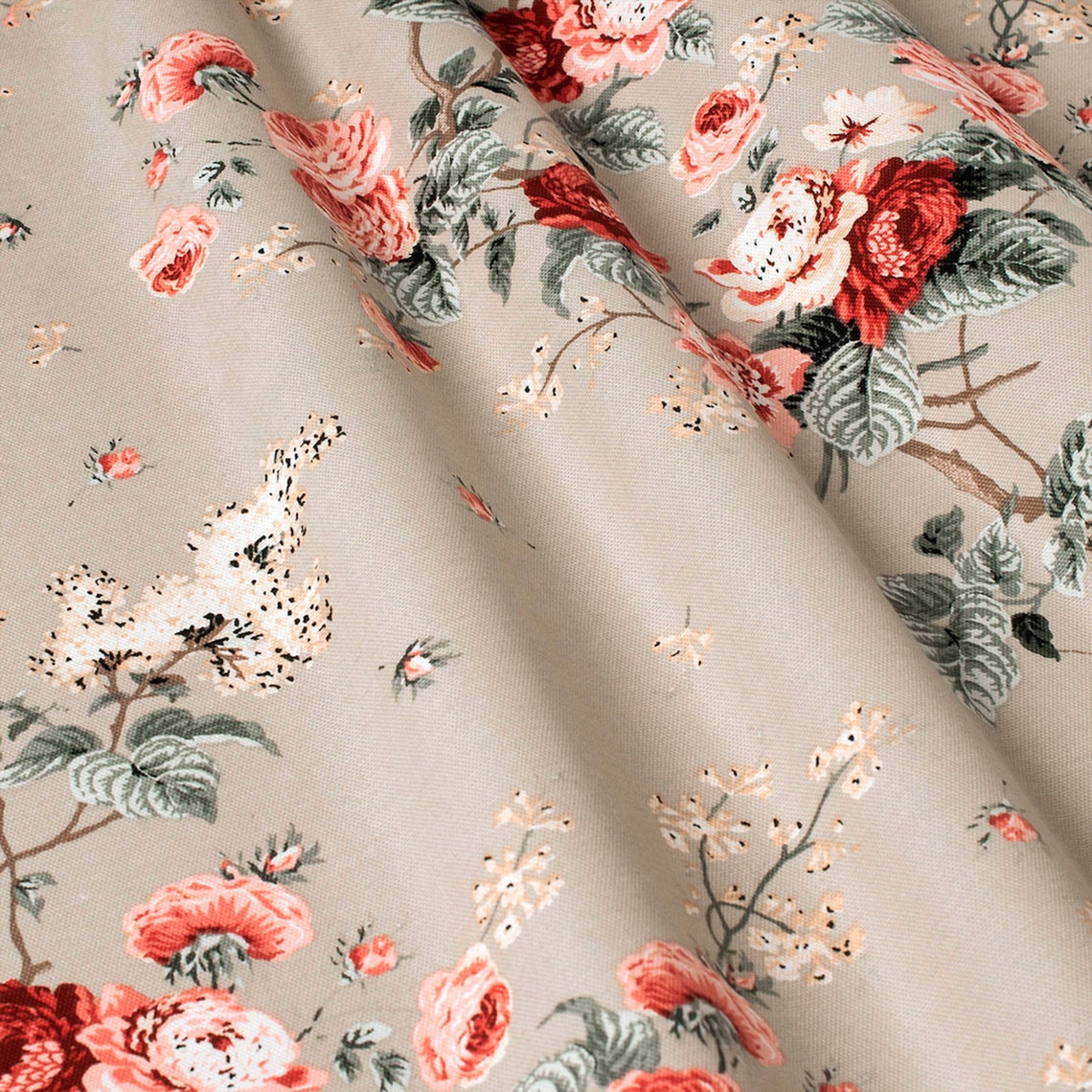 Elite fabrics / Decorative fabric with flowers / Decorative Etsy