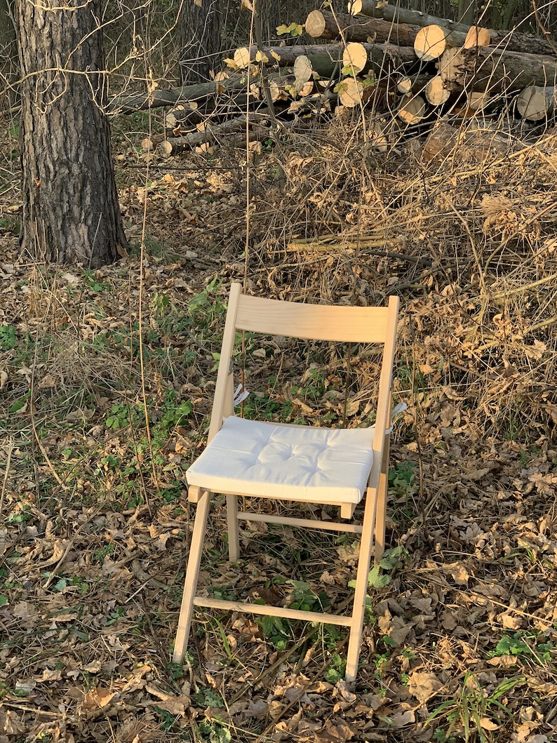 Coussin de chaise en lin carré / Coussins de chaise en mousse de lin / Coussin de siège blanc avec attaches / Coussins carrés / Coussins daccueil / Coussinets de chaise en lin image 8
