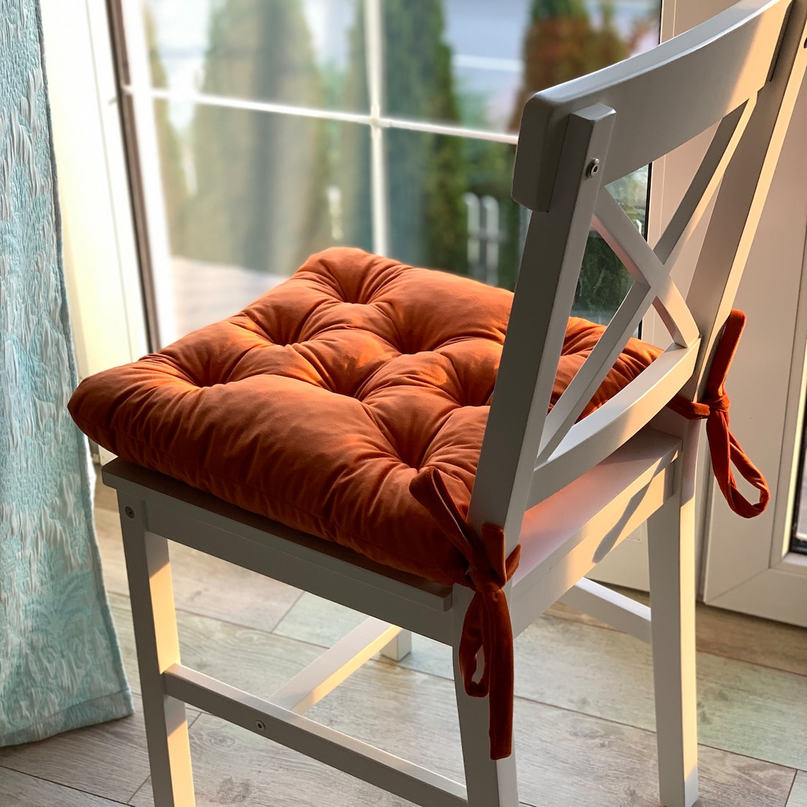 Velvet Chair Cushions/ Custom Chair Pad/ Orange Yellow Chair Etsy