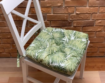 Coussins de chaise trapézoïdale avec attaches / Coussin de siège de chaise / Coussins de fougère en tissu Elite / Coussins de chaise hydrofuges / Coussin de chaise floral