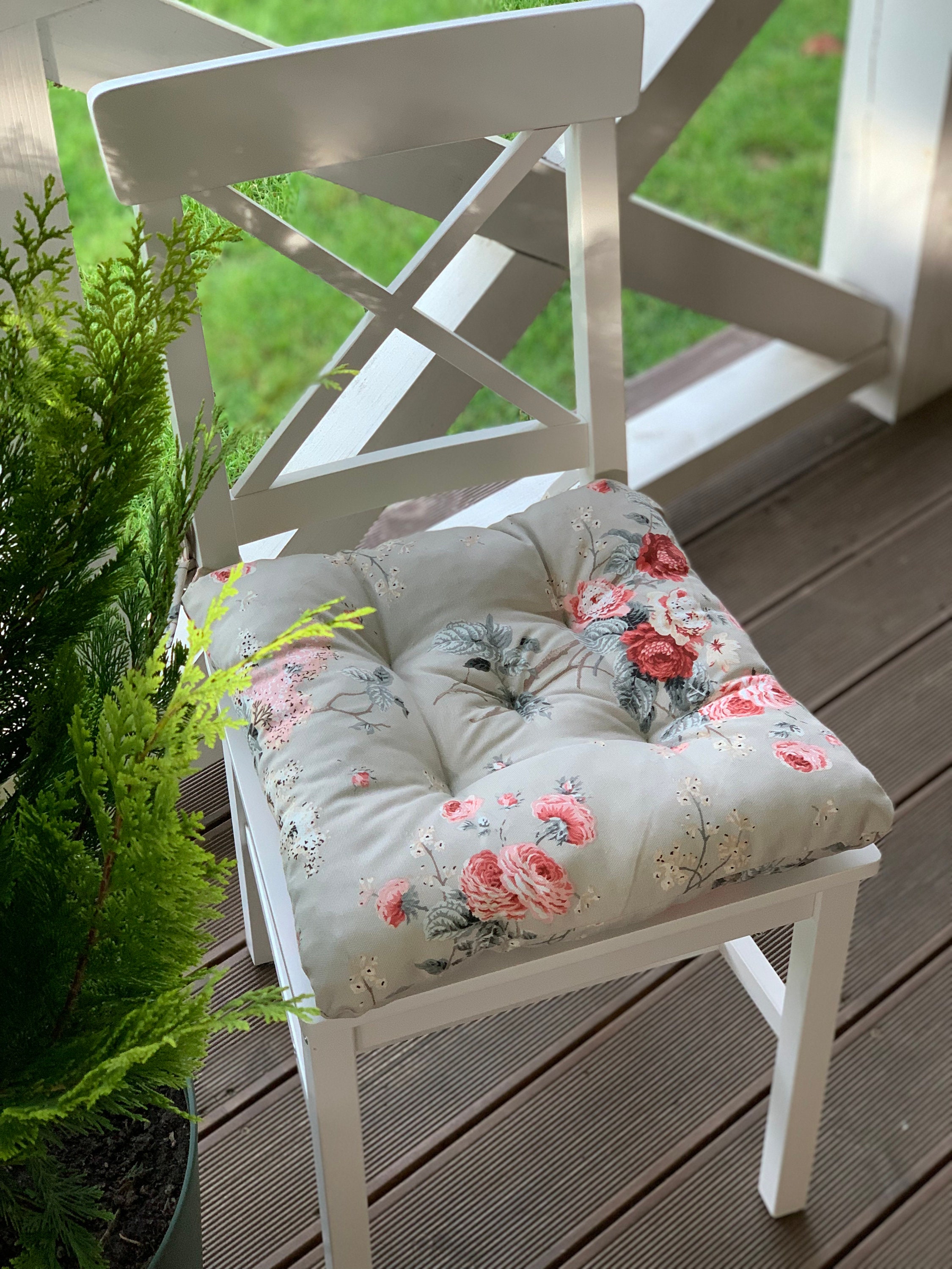 Quilted Chair Cushions / Seat Cushion With Flowers / Chair Etsy