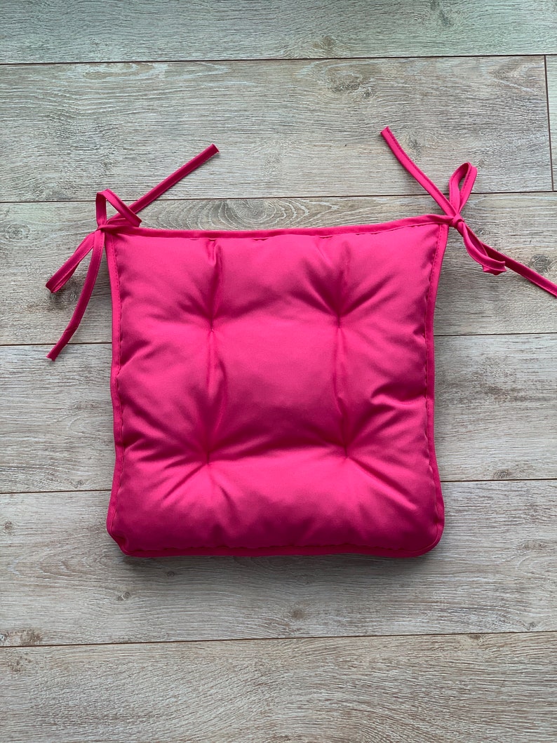 Chair pads with ties/Pink colour/Chair seat cushion/Handmade Etsy