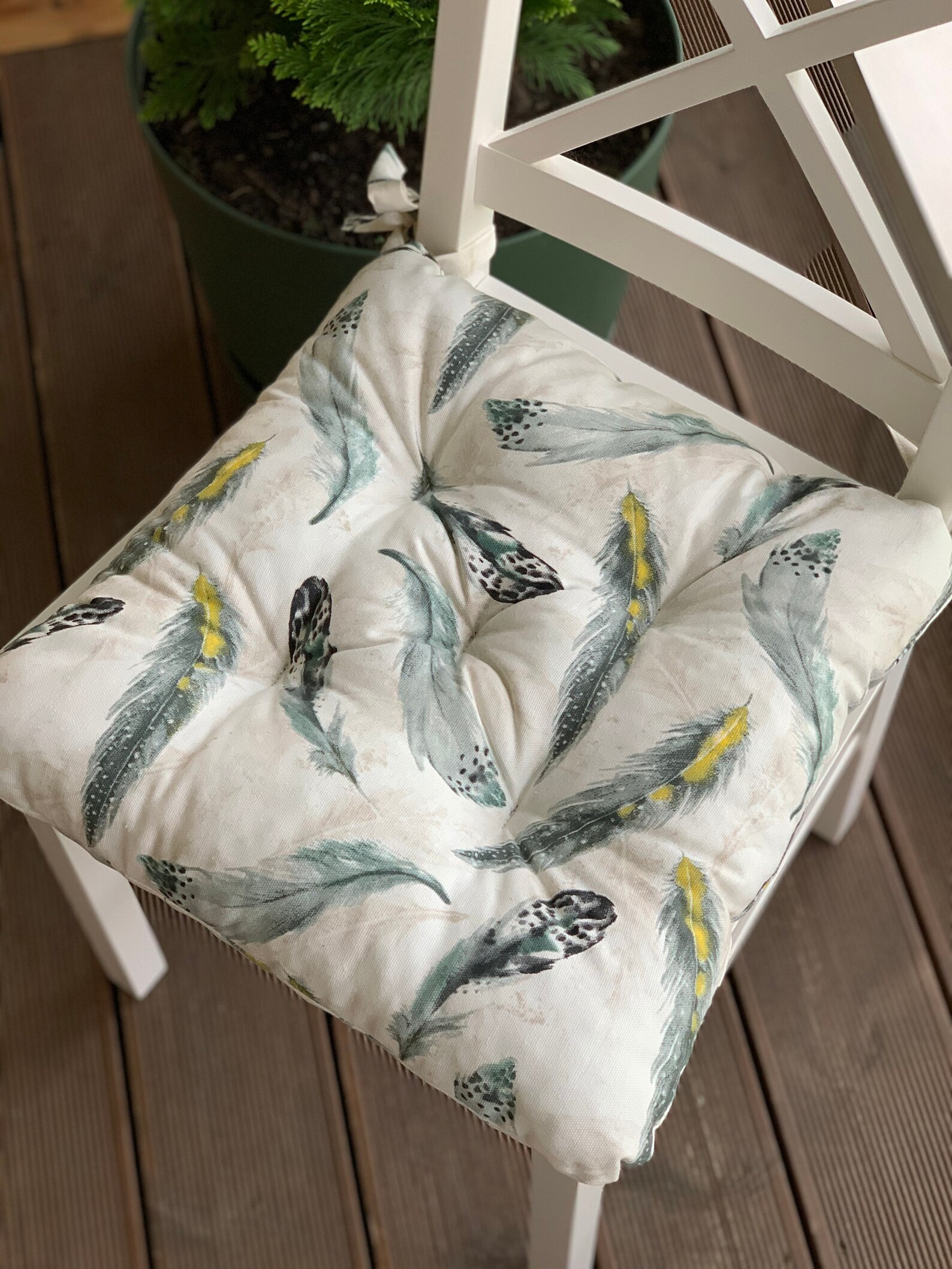Quilted Chair Cushions / Seat Cushion with feathers / Chair Etsy