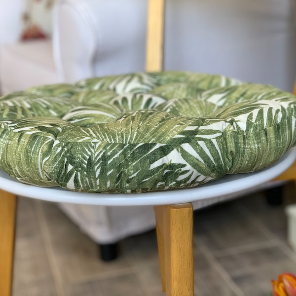 Chair Cushions / Indoor/ Bistro Pillows / Wedding Cushions / Chair Seat Cushion / Elite Fabric Fern Cushions / Round Pillow