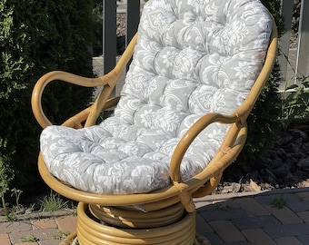 Langes Rattan-Stuhlkissen/weiches Sitzpolster mit drehbarer Rückenlehne für die Terrasse/wasserdichtes Stuhlkissen für Schaukelstuhlpolster mit Bändern