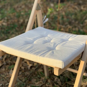 Square Linen Chair Cushion / Linen Foam Chair Cushions / White seat Cushion with ties/ Square Cushions / Home Cushions/ Flax chair pads