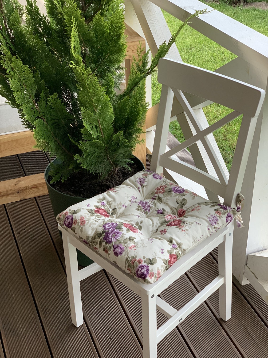 Quilted Chair Cushions / Seat Cushions With Flowers / Chair Etsy