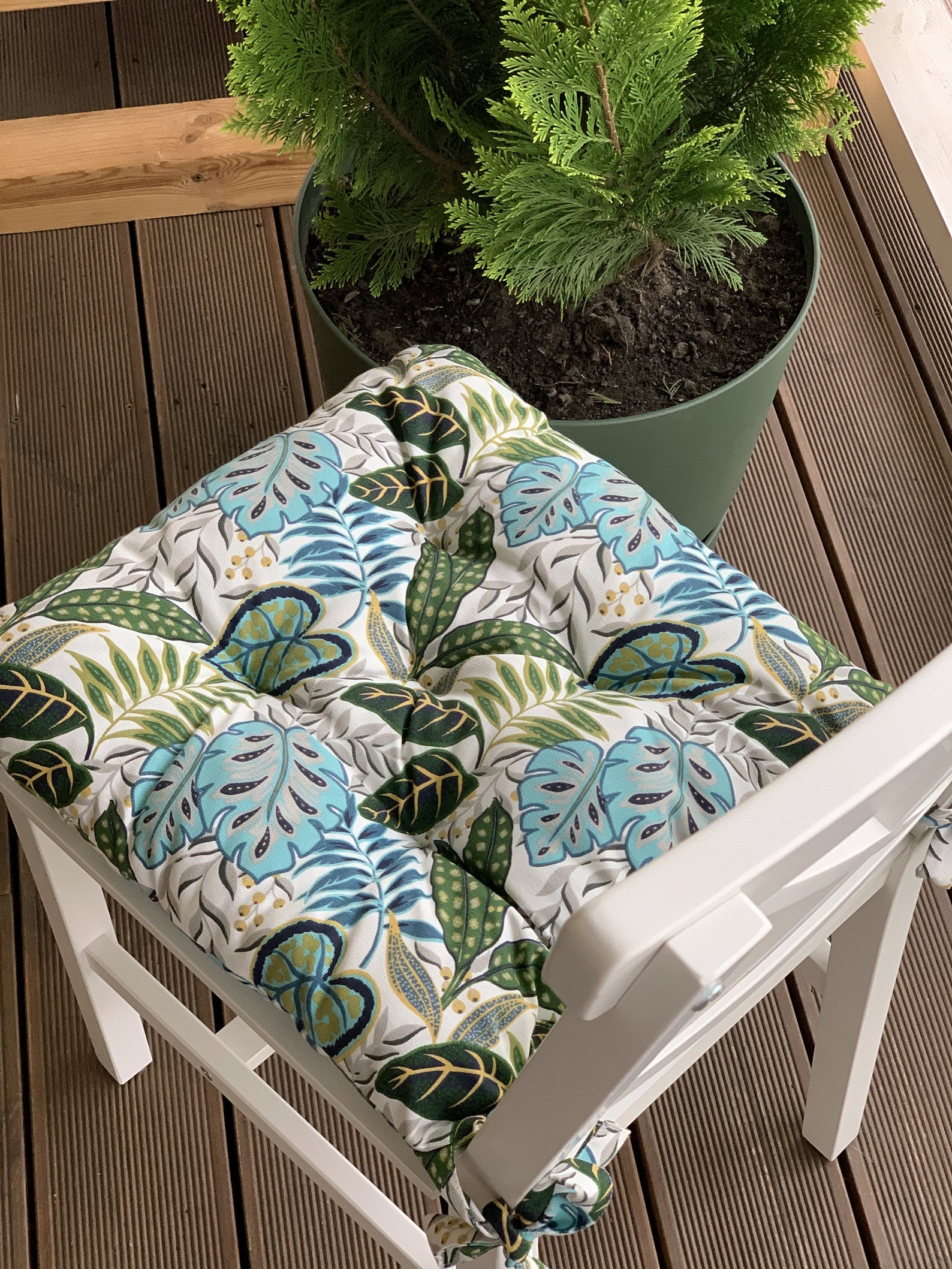 Quilted Chair Cushions / Seat Cushions With Leaves/ Chair Pads Etsy