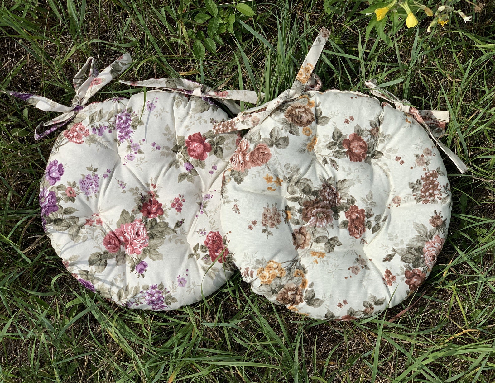 Quilted Chair Cushions / Seat Cushions With Flowers Print / Etsy