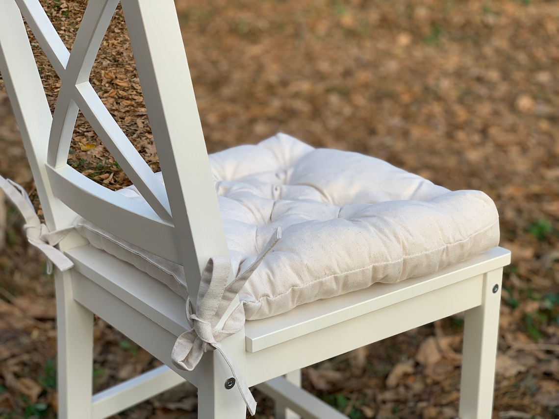 Trapezoid Linen Chair Cushion With Ties/ Quilted Linen Chair Etsy