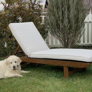 Linen long cushion on sun lounger / removable cover / Off white chaise lounge cushion for garden furniture/ pool pad for sun lounges outdoor