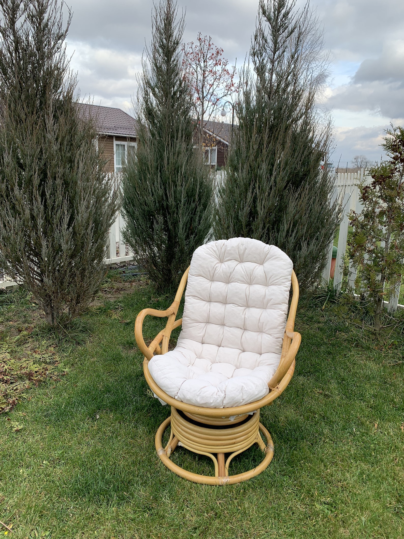 Rattan Long Chair Cushion/ Soft Seat Pad With Backrest Swivel Patio ...