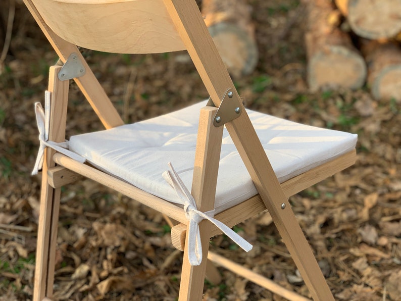 Coussin de chaise en lin carré / Coussins de chaise en mousse de lin / Coussin de siège blanc avec attaches / Coussins carrés / Coussins daccueil / Coussinets de chaise en lin image 6