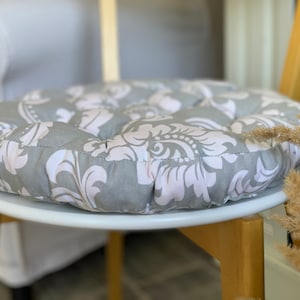 Round chair pads / Indoor/ Bistro Pillows / Wedding Cushions / Chair Seat Cushion / Elite Fabric Monograms Cushions / Round Pillow