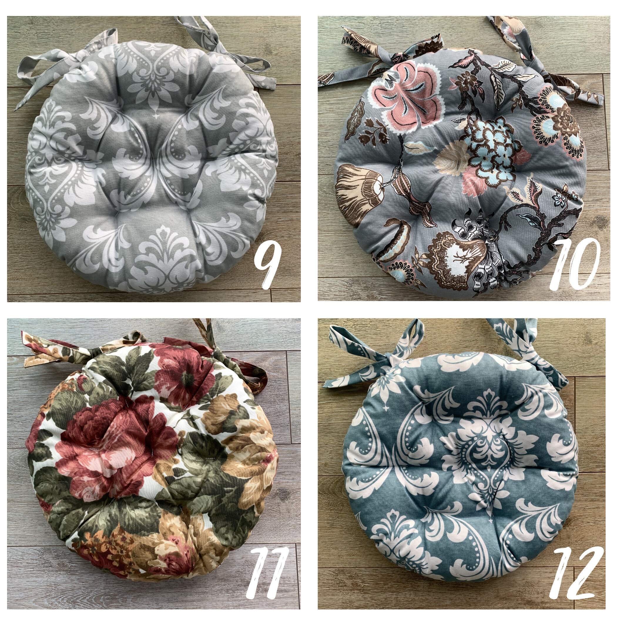 Quilted Chair Cushions / Seat cushions with flowers print / Etsy