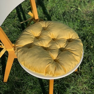 Round chair cushions with ties/ Velvet chair pad/ orange chair pad with ties/ Rust seat cushions/ Velour seat pad/ Top quality