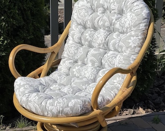 Rattan long chair cushion/ floral print/ soft seat pad with backrest swivel patio/ waterproof chair cushion for Rocking chair pad with ties