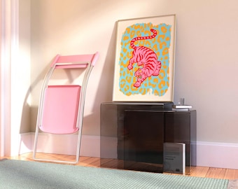 Funky Tigress Art Print: Trendy Maximalist Decor (Digital Download)
