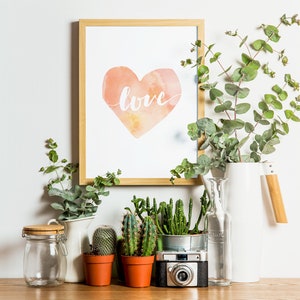 Love Heart Digital Print, Love is All You Need, Bridal Shower Gift, Art From The Heart, Baby Shower Gift, Last Minute Gift, Nursery Decor