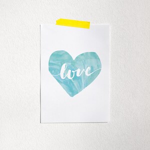 Love Heart Digital Print, Love is All You Need, Bridal Shower Gift, Art From The Heart, Baby Shower Gift, Last Minute Gift, Nursery Decor