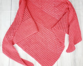 Blanket Scarf Adore Shawl Wrap Crochet Triangle Scarf Wool Adults Kids Coral Pink Sparkle Glitter Warm Accessories Gift For Her