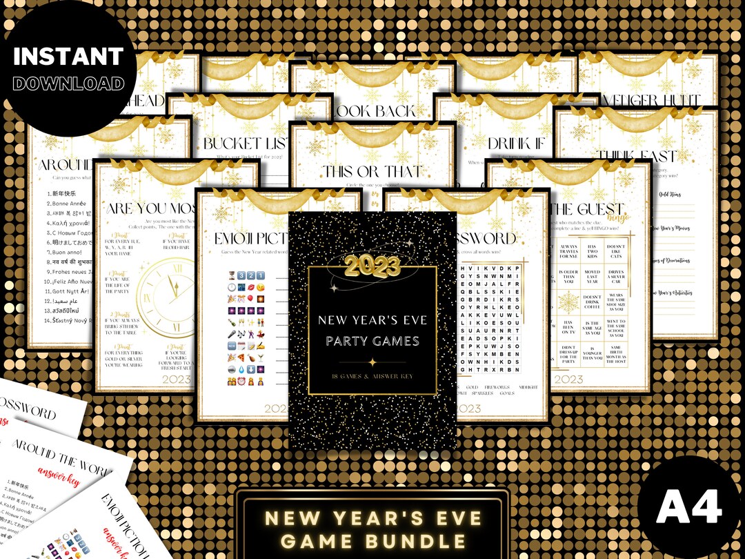 New Years Party Game Bundle, New Years Eve Party Games, Holiday Party