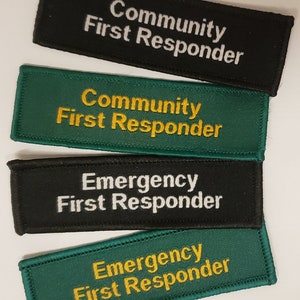 Emergency or Community First Responder Flash Badge Patch 7.3 x 2.2cm
