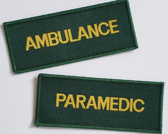 Ambulance and Paramedic Woven Badge Patch 10 x 4cm