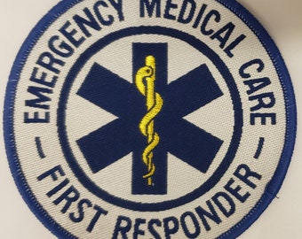 Geweven badgepatch voor medische noodhulp First Responder Star of Life 9 x 9 cm
