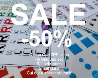 SALE 50% Hearing aid skins, R/L side skins, "CUT out a sticker", Small stickers for devices