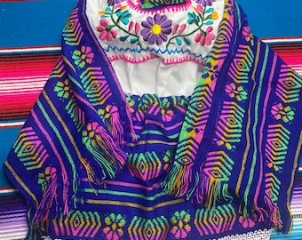 Mexican Cambaya Skirt Set with Shaw and Matching Bow/Set de Falda Cambaya con Rebozo y Moño