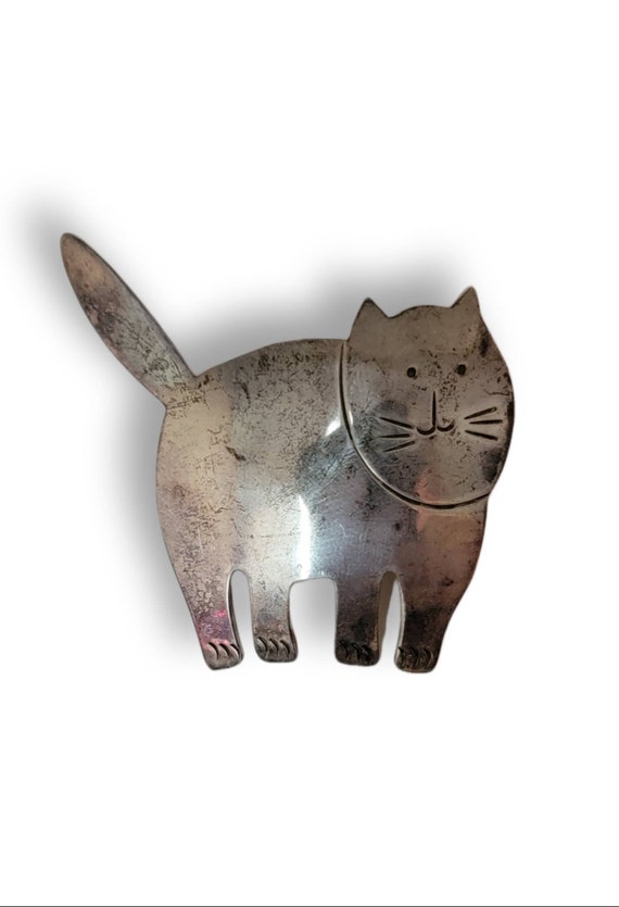 Fatty cat 925 silver cat pin / brooch