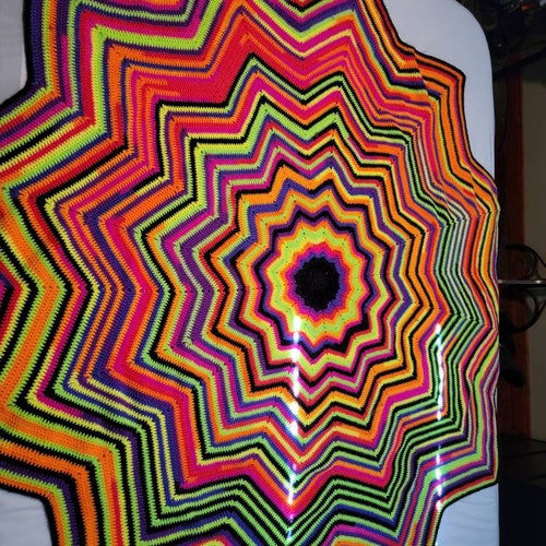 Chevron ripple multi colored buy crocheted blanket