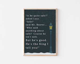 Is He Quite Safe? | Chronicles of Narnia Quote | CS Lewis | Art Print | Nursery | Kid's Room | Printable Digital Download