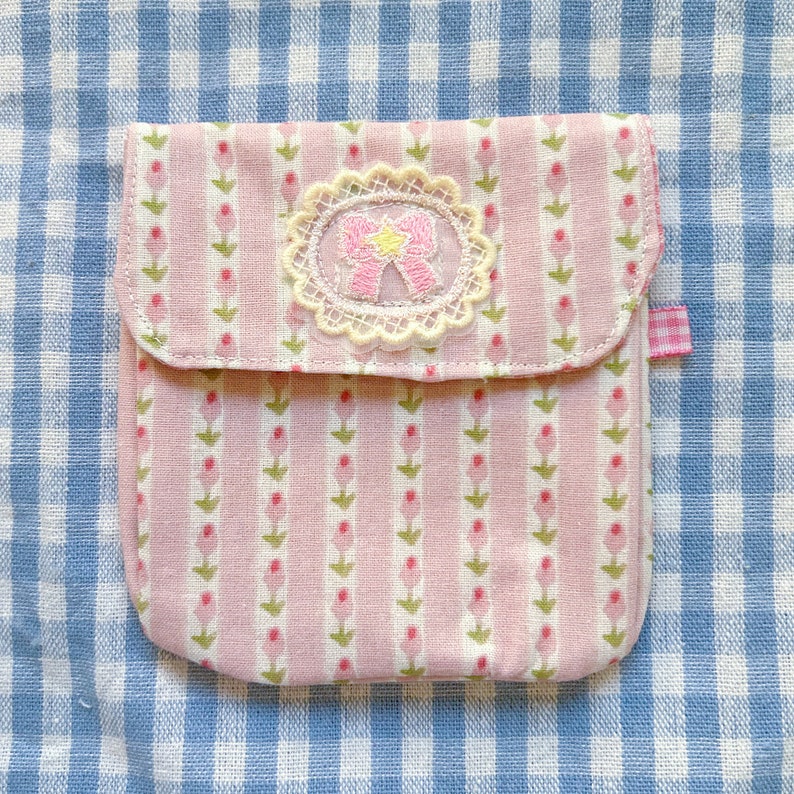 Handmade Little Pouch Tulip Stripe Bow