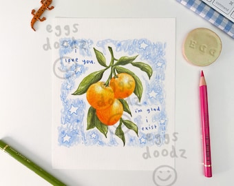 Ik hou van jou oranje | A5 Doodle-afdruk