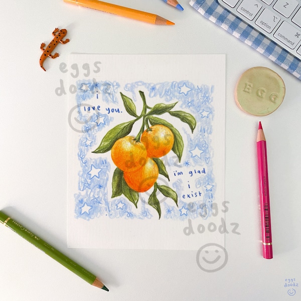 Ich Liebe Dich Orange | A5 Doodle Druck