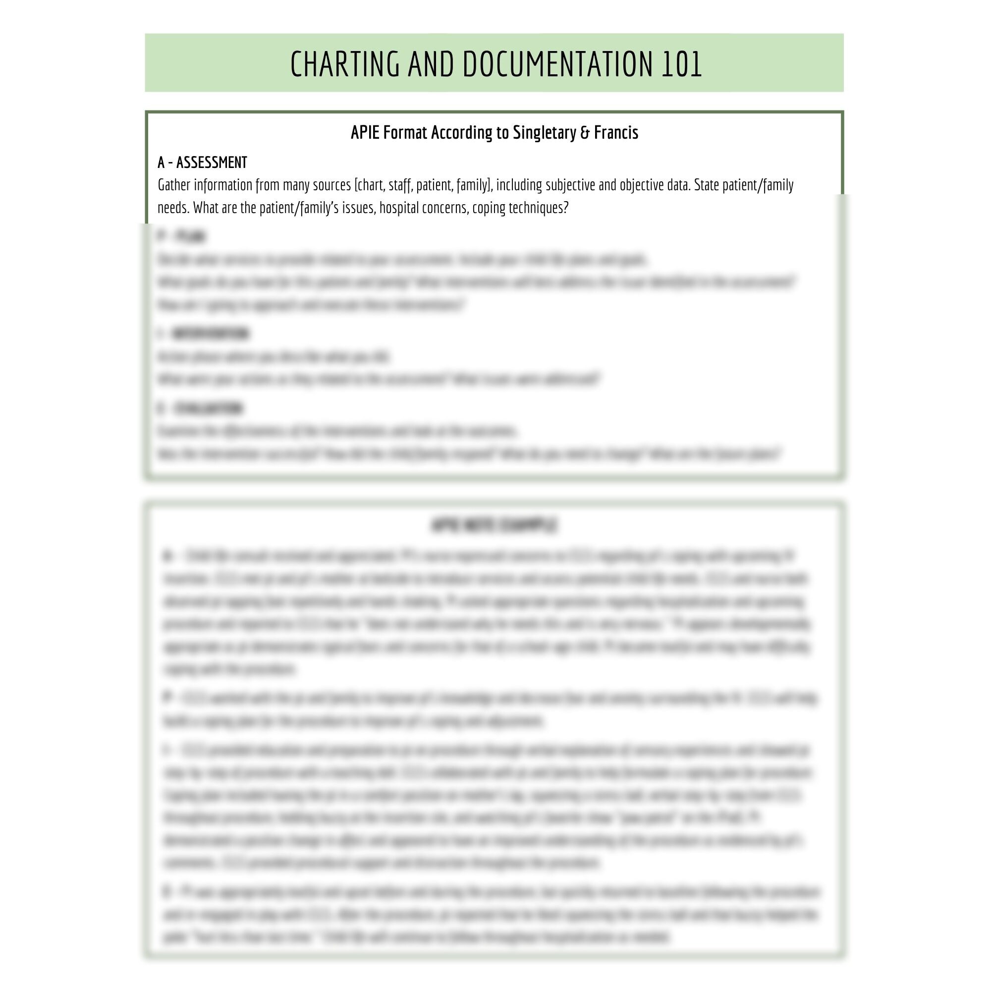 Child Life Specialist Charting and Documentation 101 Study Guide 5