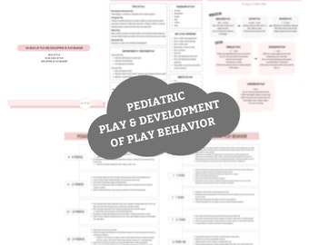 Pediatric Play Theory and Development of Play Behavior Study Guide | 5 pages | Digital Download