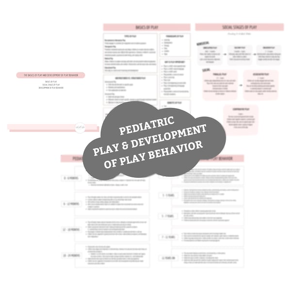 Pediatric Play Theory and Development of Play Behavior Study Guide | 5 pages | Digital Download