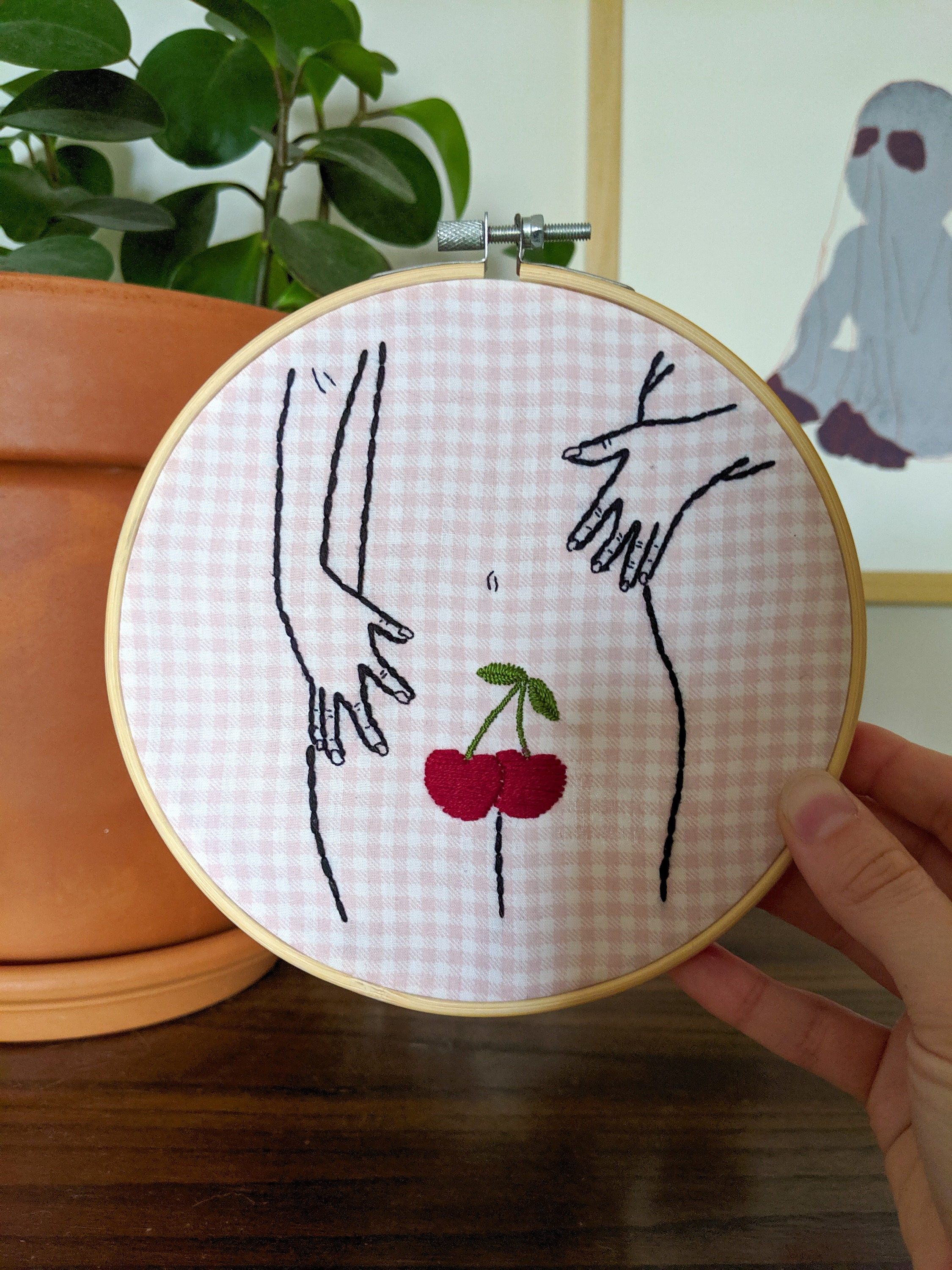 Embroidery cherries  etsy