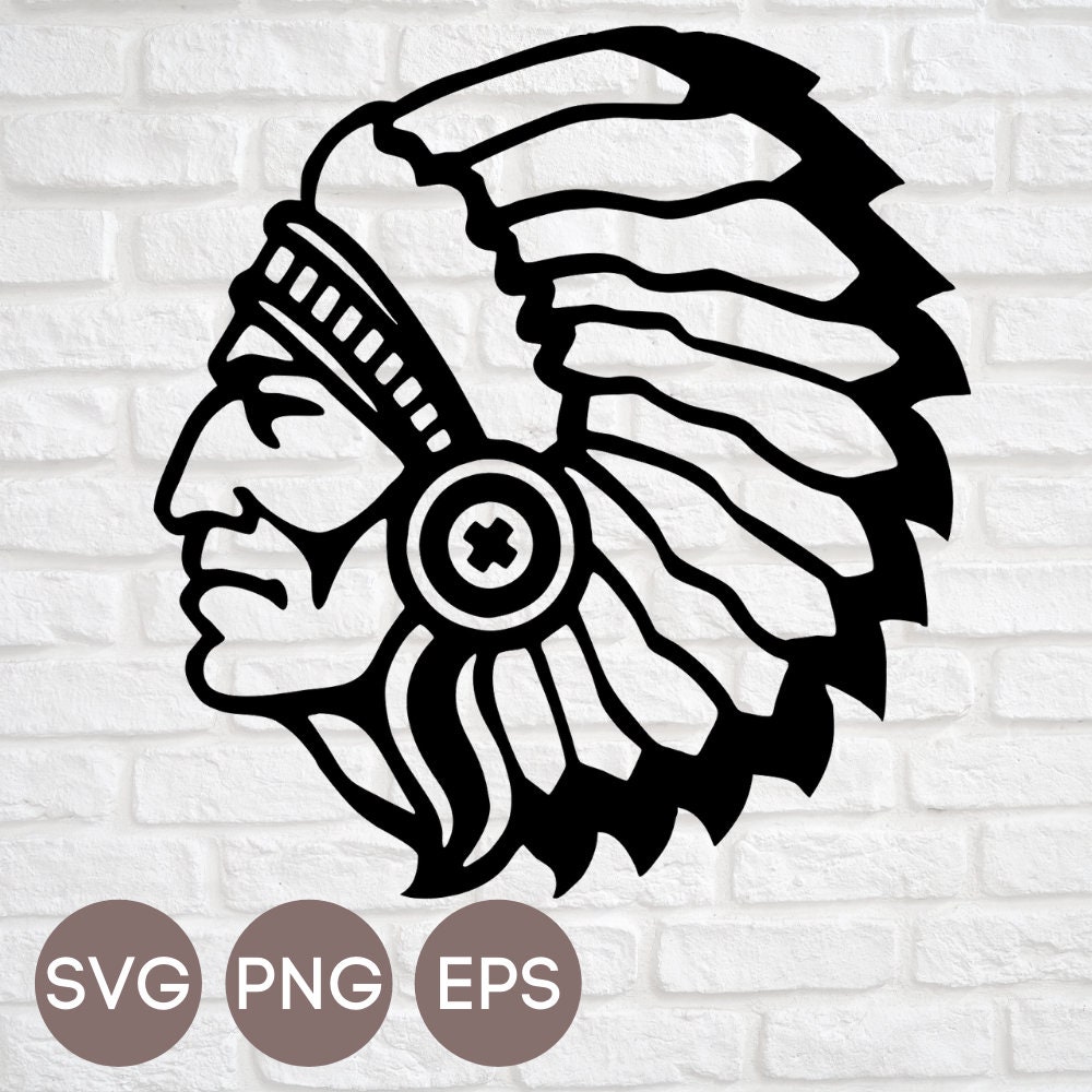 Indian Warrior Head Svg File Etsy